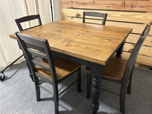 Load image into Gallery viewer, Small Modern Farmhouse Table Set - With Chairs and Turned Legs - Black and Provincial Brown - Dining Table - Kitchen Table