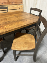 Load image into Gallery viewer, Small Modern Farmhouse Table Set - With Chairs and Turned Legs - Black and Provincial Brown - Dining Table - Kitchen Table