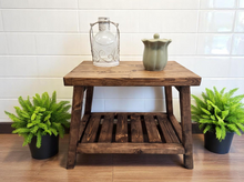 Load image into Gallery viewer, Rustic Wooden Accent Table – Provincial Brown Finish with Shelf