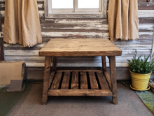 Load image into Gallery viewer, Rustic Wooden Accent Table – Provincial Brown Finish with Shelf