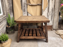 Load image into Gallery viewer, Rustic Wooden Accent Table – Provincial Brown Finish with Shelf