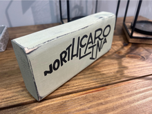 Load image into Gallery viewer, Hand-Painted North Carolina Wooden Block Decor – Rustic Farmhouse Shelf Accent – Horizontal NC State Sign – Handmade Southern Home Décor