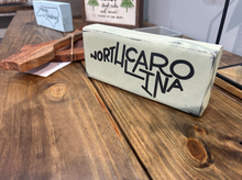 Load image into Gallery viewer, Hand-Painted North Carolina Wooden Block Decor – Rustic Farmhouse Shelf Accent – Horizontal NC State Sign – Handmade Southern Home Décor