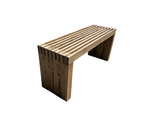 Load image into Gallery viewer, Modern Slatted Wood Bench – Entryway, Mudroom, or Foyer