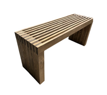 Load image into Gallery viewer, Modern Slatted Wood Bench – Entryway, Mudroom, or Foyer