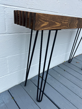 Load image into Gallery viewer, Modern Farmhouse Console Table - Wood Entryway Decor - Narrow with Hairpin Legs - Sofa Table