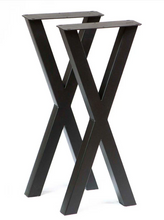 Load image into Gallery viewer, Industrial Farmhouse Entryway Table: Weathered Brown Wood & Black Metal Legs