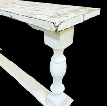 Load image into Gallery viewer, Rustic Farmhouse Entryway Table: Weathered White Console Sofa Table