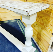 Load image into Gallery viewer, Rustic Farmhouse Entryway Table: Weathered White Console Sofa Table
