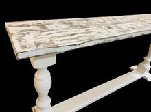 Load image into Gallery viewer, Rustic Farmhouse Entryway Table: Weathered White Console Sofa Table
