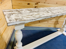 Load image into Gallery viewer, Rustic Farmhouse Entryway Table: Weathered White Console Sofa Table