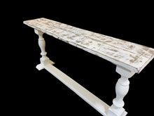 Load image into Gallery viewer, Rustic Farmhouse Entryway Table: Weathered White Console Sofa Table