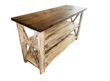 Load image into Gallery viewer, Rustic Farmhouse Buffet Table: Distressed White & Red Mahogany