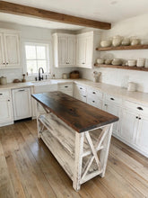 Load image into Gallery viewer, Rustic Farmhouse Buffet Table: Distressed White & Red Mahogany