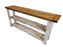 Load image into Gallery viewer, Rustic Farmhouse Bookshelf: Distressed White Console Entryway Table