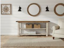 Load image into Gallery viewer, Rustic Farmhouse Bookshelf: Distressed White Console Entryway Table