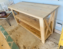 Load image into Gallery viewer, Rustic Wooden Buffet Table: Weathered Oak Farmhouse Console