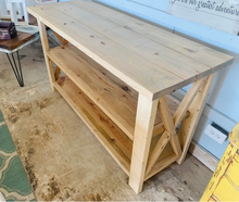 Load image into Gallery viewer, Rustic Wooden Buffet Table: Weathered Oak Farmhouse Console