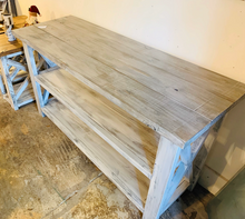 Load image into Gallery viewer, Rustic Farmhouse Buffet Table: Distressed White Console