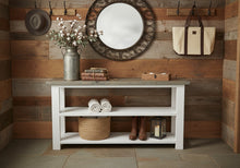 Load image into Gallery viewer, Handmade Farmhouse Bookshelf: Gray Top, White Base Console Table