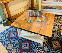 Load image into Gallery viewer, Large Farmhouse Coffee Table: Square Wooden Living Room Table with X Base