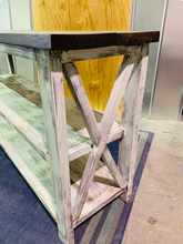 Load image into Gallery viewer, Rustic Wooden Buffet Table: Farmhouse Console with Distressed White Base