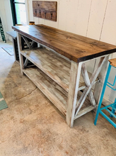 Load image into Gallery viewer, Rustic Wooden Buffet Table: Distressed Farmhouse Console Table