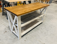 Load image into Gallery viewer, Distressed White Buffet - Solid Wood Entryway Table - Rustic Sofa Table Long