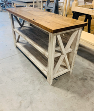 Load image into Gallery viewer, Distressed White Buffet - Solid Wood Entryway Table - Rustic Sofa Table Long