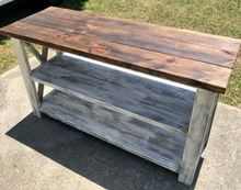 Load image into Gallery viewer, Rustic Farmhouse Sideboard: Distressed White, Dark Walnut Top