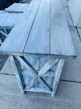 Load image into Gallery viewer, 6-Foot Rustic Wooden Buffet Table: Distressed White Farmhouse Console