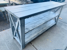 Load image into Gallery viewer, 6-Foot Rustic Wooden Buffet Table: Distressed White Farmhouse Console
