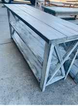 Load image into Gallery viewer, 6-Foot Rustic Wooden Buffet Table: Distressed White Farmhouse Console