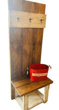 Load image into Gallery viewer, Rustic Farmhouse Hall Tree: Solid Wood Entryway Bench with Storage