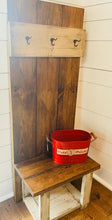 Load image into Gallery viewer, Rustic Farmhouse Hall Tree: Solid Wood Entryway Bench with Storage