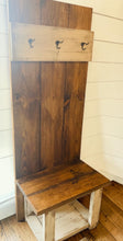 Load image into Gallery viewer, Rustic Farmhouse Hall Tree: Solid Wood Entryway Bench with Storage