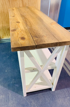 Load image into Gallery viewer, Rustic Wooden Buffet Table: Farmhouse Console Table, Antique White Base