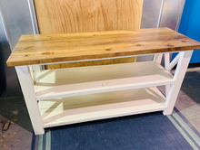 Load image into Gallery viewer, Rustic Wooden Buffet Table: Farmhouse Console Table, Antique White Base