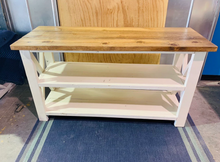 Load image into Gallery viewer, Rustic Wooden Buffet Table: Farmhouse Console Table, Antique White Base
