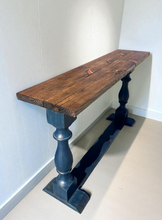 Load image into Gallery viewer, Rustic Farmhouse Entryway Table: Distressed Royal Blue, Provincial Top
