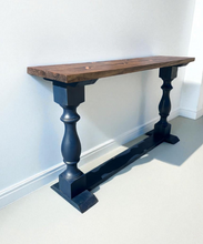 Load image into Gallery viewer, Rustic Farmhouse Entryway Table: Distressed Royal Blue, Provincial Top