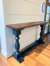 Load image into Gallery viewer, Rustic Farmhouse Entryway Table: Distressed Royal Blue, Provincial Top