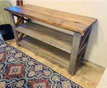 Load image into Gallery viewer, Rustic Wooden Buffet Table: Farmhouse Console with Gray Base