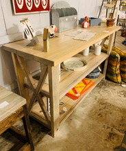 Load image into Gallery viewer, Rustic Wooden Buffet Table: Farmhouse Console with Aged Gray Finish