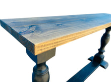 Load image into Gallery viewer, Farmhouse Entryway Table: Distressed Black Console Table with Provincial Brown Top