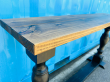Load image into Gallery viewer, Farmhouse Entryway Table: Distressed Black Console Table with Provincial Brown Top