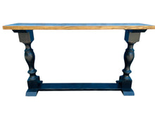 Load image into Gallery viewer, Farmhouse Entryway Table: Distressed Black Console Table with Provincial Brown Top