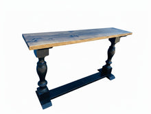 Load image into Gallery viewer, Farmhouse Entryway Table: Distressed Black Console Table with Provincial Brown Top