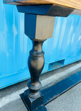 Load image into Gallery viewer, Farmhouse Entryway Table: Distressed Black Console Table with Provincial Brown Top