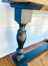 Load image into Gallery viewer, Farmhouse Entryway Table: Distressed Black Console Table with Provincial Brown Top